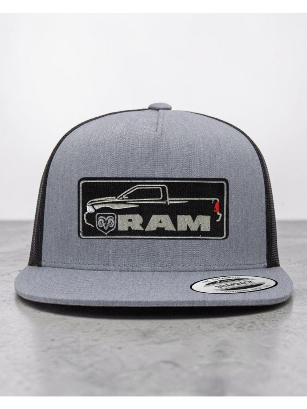 Dodge Ram Trucks YP Flat Bill Trucker Hat Mesh Back Snapback grey/black